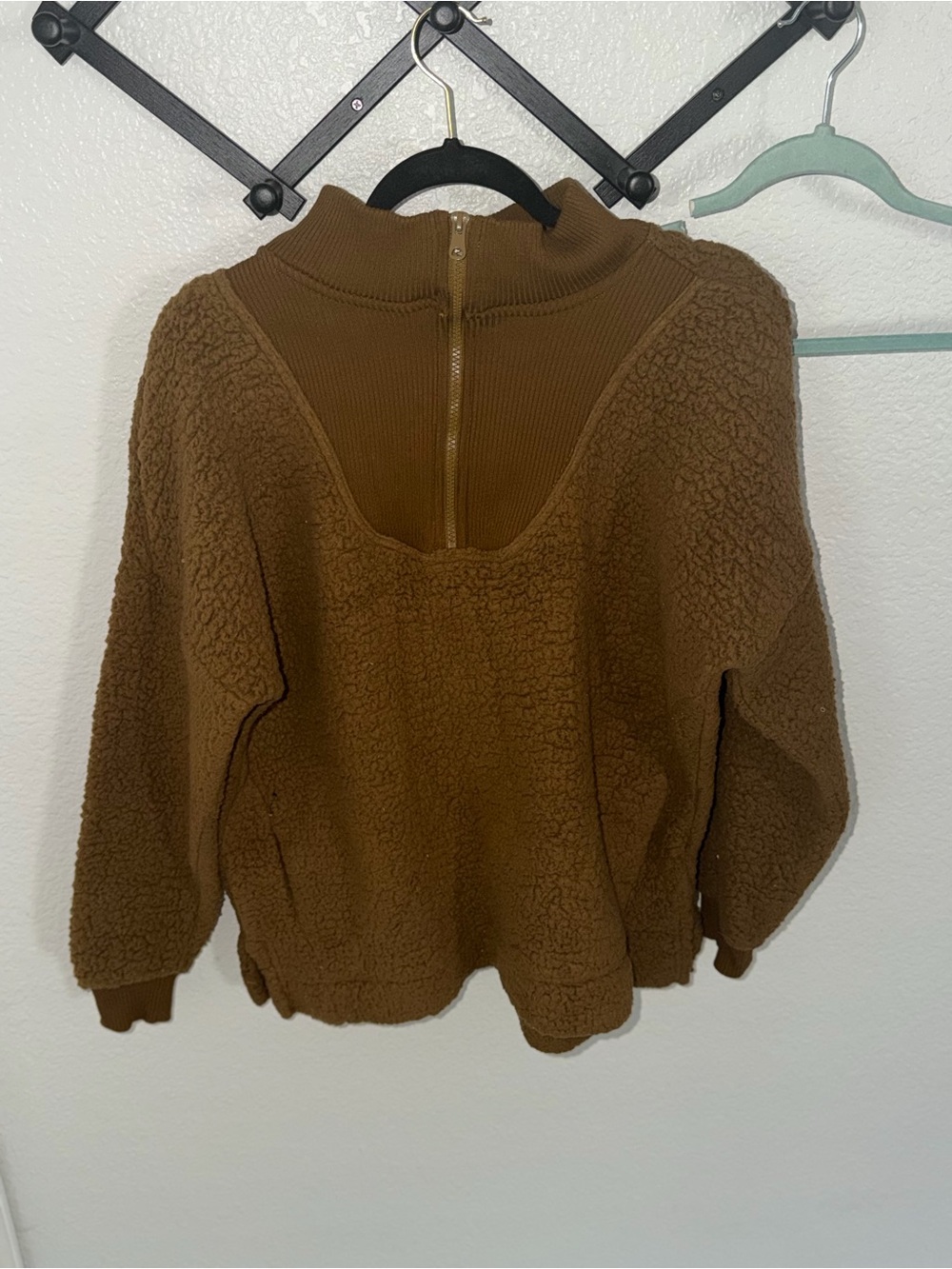 Aerie Brown Sherpa Fleece Half Zip Pullover Sweatshirt Women’s Small S - Picture 2 of 4